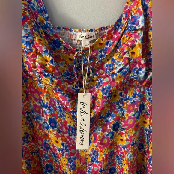 NWT For Love & Lemons Sasha Mini Dress Blue Dizzy Floral - Picture 7 of 9